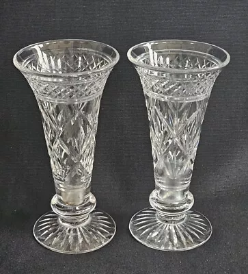 Buy An Early 20thC Pair Of Cut Crystal Trumpet Shaped Vase's • 15£