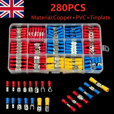 Buy 280PCS Assorted Electrical Wire Terminals Crimp Connectors Spade Insulated Kit • 6.99£