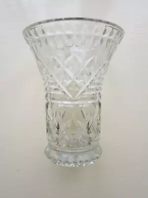 Buy 1930's Vintage Cut Glass Flared Trumpet Style  Footed Moulded Vase • 8£