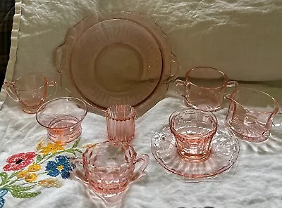 Buy Vintage Assorted Pink Depression Glassware -9 Pieces See Pictures • 65.21£