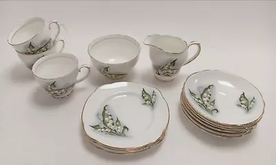 Buy Lily Of The Valley Duchess Bone China 15 Piece Tea Set - Cups & Saucers Jug Bowl • 9.99£
