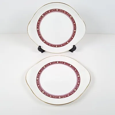 Buy Royal Doulton Minuet Cake Plates Red Gold Fine Bone China England Vintage X 2 • 17.62£