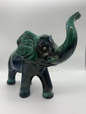 Buy Blue Mountain Pottery Elephant Canadian Green Drip Glaze  Large Ornamental • 40£