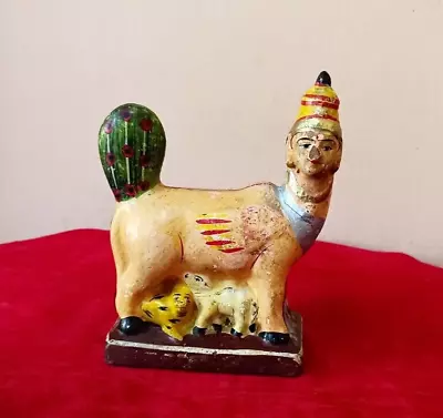Buy Vintage Lord Krishna's Cow Old Pottery Terracotta Clay Idol Statue Old F95 • 80.22£