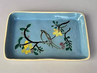 Buy VINTAGE 1940s/1950s Blue Bird Dish With Flowers Studio Pottery  'KMC' • 8£
