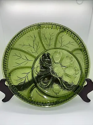 Buy Vintage Indiana Green Glass Deviled Egg Relish Serving Plate Platter / 12.75   • 33.13£
