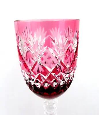 Buy Cranberry Pink Bohemian Czech Cased Crystal Cut To Clear Cordial Liqueur Glass • 26.89£