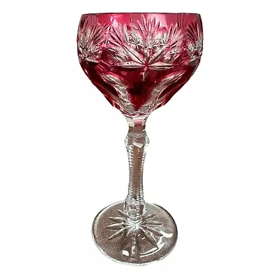 Buy Vintage Crystal Liquor Aperitif Glass Cut To Clear Cranberry Fan Pattern Footed • 32.99£