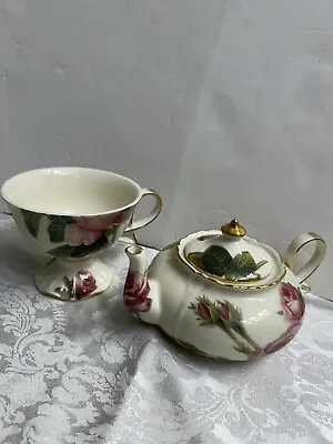 Buy Burton & Burton  Roses Teacup & Fine English China Roses Teapot Set NWOT • 42.44£