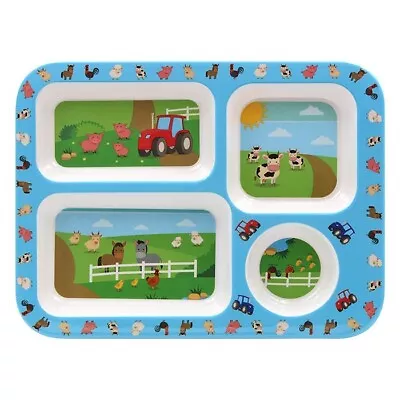 Buy Farm Animals Section Tray Children Dinner Lunch Plate Melamine Little Stars • 6.99£