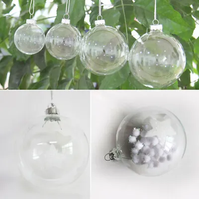 Buy 12-50X Clear Glass Christmas Ornament Ball Fillable Hanging Baubles 6cm 8cm 10cm • 6.95£