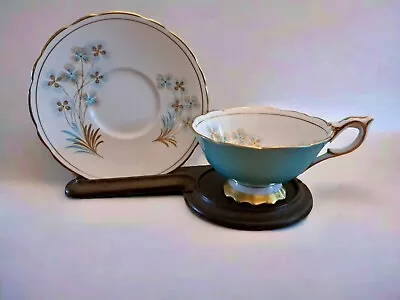 Buy Royal Stafford Tea Cup Saucer BLUE STAR Pattern Footed Bone China England • 52.06£