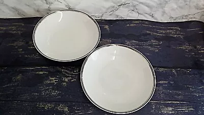 Buy Vintage Set Of 2 Thomas Germany Silver & Dark Blue Porcelain Cereal Bowls • 6.50£