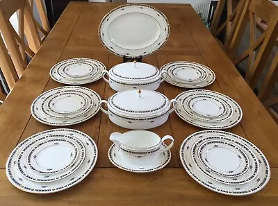 Buy Coalport Dinner Service For Six Sherbourne White Blue And Gold Swags IMMACULATE • 200£