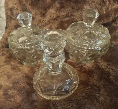 Buy Stunning Vintage 5 Piece Lidded Pots And Candlestick  • 10.95£