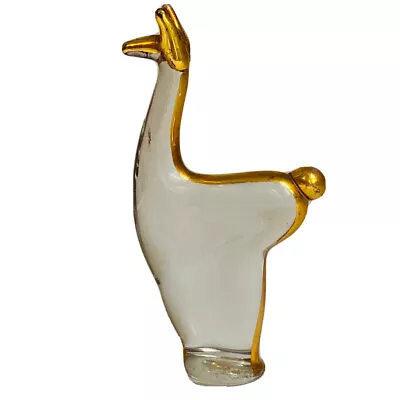 Buy Vintage  Part Gold 14kt Clear Glass Llama Alpaca Small  Figurine 6.5 Cm Peru • 24.97£