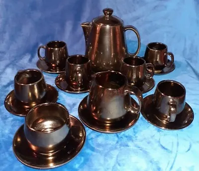 Buy Wonderful Vintage Prinknash Copper Effect Ceramic Pottery Coffee Set • 20£