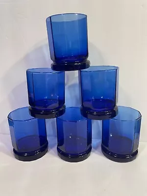 Buy Anchor Hocking Essex Cobalt Blue Panel Tumblers/Glasses - Set Of 6 • 28.41£