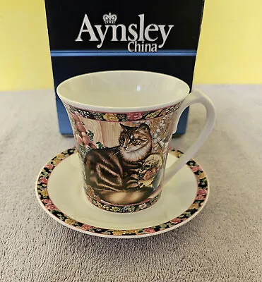 Buy Tabby Cat Large Cup & Saucer Set Cinders Aynsley Bone China BOXED. • 12.95£