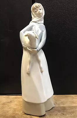 Buy Lladro #4584 “girl With Lamb” Holding Sheep Glossy Finish Porcelain Figurine • 37.92£