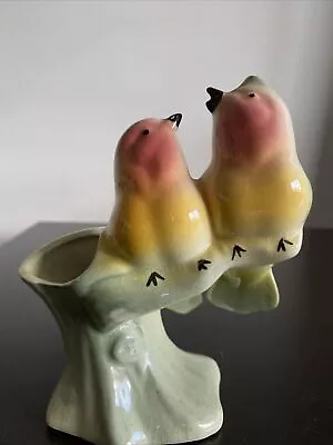 Buy VNTG Pottery Love Bird Planter Vase 5 1/2  Royal Copley Yellow Green Pink • 18.22£
