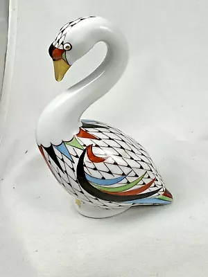 Buy Vintage Hollohaza Hungary Porcelain Fishnet Swan Figural Figurine Geese Goose • 35.96£