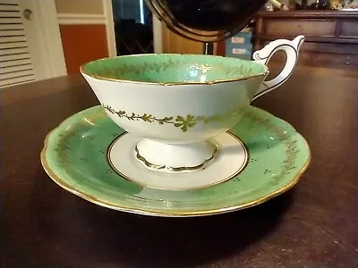 Buy Rare Coalport Cup & Saucer Green Gold Floral - Antique Bone China # A.D. 1750 • 46.47£