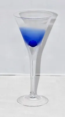 Buy BLOCK Crystal Stockholm Cobalt Blue Martini Goblet Air Bubble Stem Glass • 43.79£
