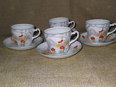 Buy 4 Vintage Osborne Hand Painted Cups And Saucers • 6£