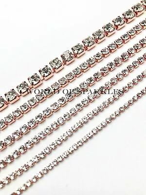 Buy High Quality Diamante Rhinestone Crystal Glass Rose Gold Chain Lace For Sewing • 3.80£