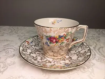 Buy Vintage Lord Nelson Ware Gold Chintz And Roses Tea Cup & Saucer • 24£