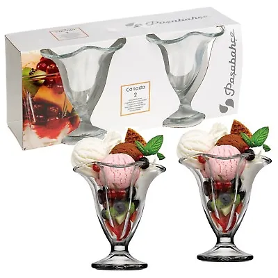 Buy Set Of 2 4 6 Clear Glass Flower Shaped Ice Cream Cup Sundae Bowl Footed Dessert • 9.49£