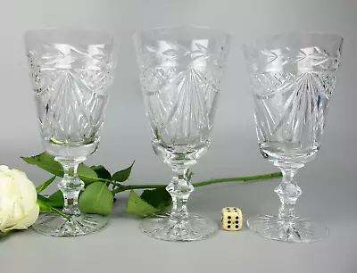 Buy Cut Crystal Wine Glasses Goblets. Champagne Flutes. Vintage Set. Quality. 22cl • 24.99£
