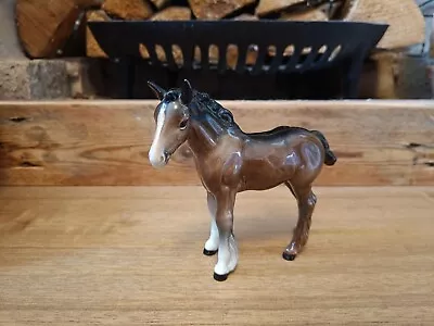 Buy Rare Vintage Beswick Shire Foal Dark Brown Gloss, Horse Figurine. • 30£
