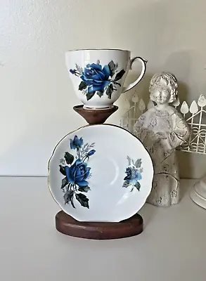 Buy Vintage Duchess Bone China Tea Cup - Made In England - Blue Roses With Gold • 19.88£