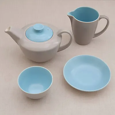 Buy Poole Twintone Sky Blue Dove Grey - Teapot, Sugar, Milk Jug & Dish - Tea Pot • 30£