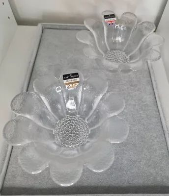 Buy Pair Of Dartington Fine Quality Crystal Daisy Bowls FT186/2 Slightly Imperfect • 24£