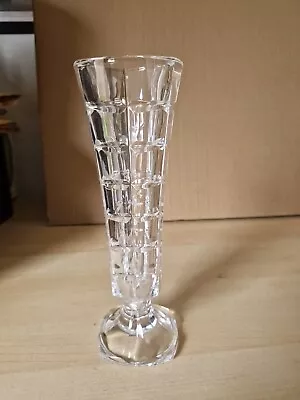 Buy Vintage Bud Vase Clear Glass Crystal Cut Style Heavy 22cm Tall  1960s Decor • 12£