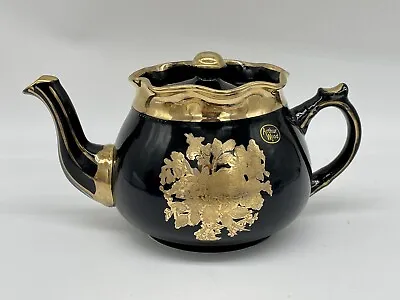 Buy Vintage Arthur Wood England Boston Black Teapot W Embossed Gold Floral Design • 33.19£