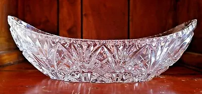 Buy Vintage Lead Crystal Cut Glass Boat Shaped Fruit Bowl • 29.99£