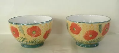 Buy Tain Pottery Poppy Pair Of Soup Cereal Bowls • 14.99£