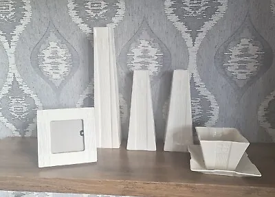 Buy BELLEEK..Ireland 6 Pieces VASE/CANDLESTICKS/PICTURE FRAME/DISH & TRAY With Tags • 65£