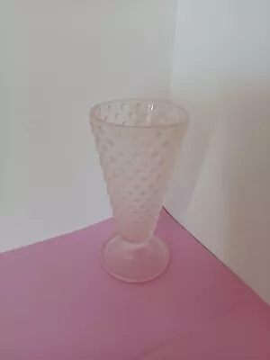 Buy Vintage Frosted Pink Satin Hobnail 50's  Fenton Pedestal Teleflora 8  Vase • 19.75£