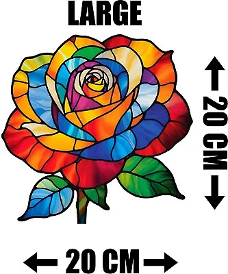 Buy Decorative Rose Stained Glass Effect Static Cling Window Sticker Colourful Gift • 9.99£