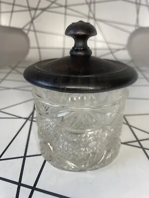 Buy Vintage Cut Glass Vanity Dressing Table  Jar With Ebony Lid • 12.99£