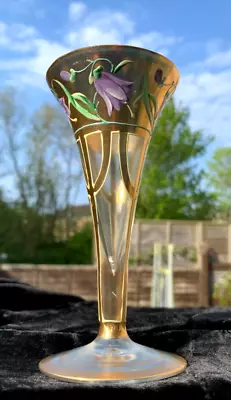 Buy Antique Bell Flowers & Gold Art Nouveau Baccarat - St Louis Glass • 110£