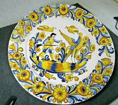 Buy Beautiful Vintage Large Spanish Faience Flower Polychrome Charger / Wall Plate  • 43.16£