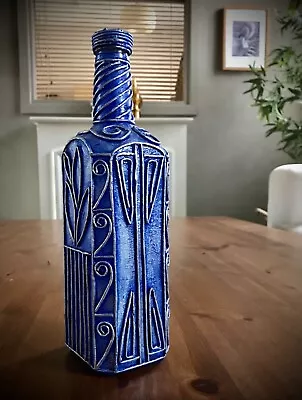 Buy Blue Glass Decorative Bottle For Shabby Chic Interiors. One-off Original. • 15£