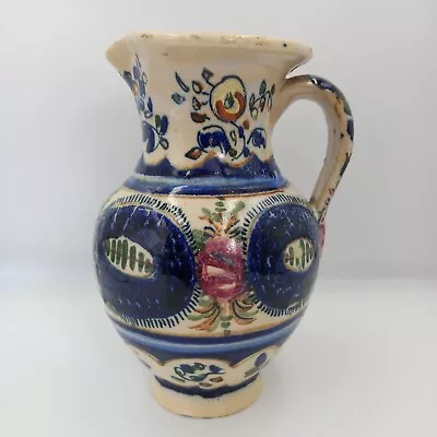 Buy Vintage Signed Abstract Floral Painted Spanish Pottery Jug Pitcher Vase 19cm • 10£