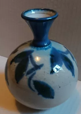 Buy Vintage Studio Art Pottery Bud Vase Blue And White Signed • 24.10£